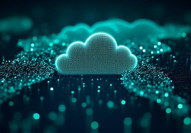 Futuristic digital representation of cloud infrastructure networking