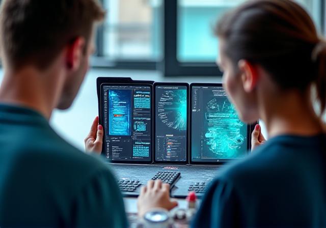 Team collaborating on a mobile application UI layout