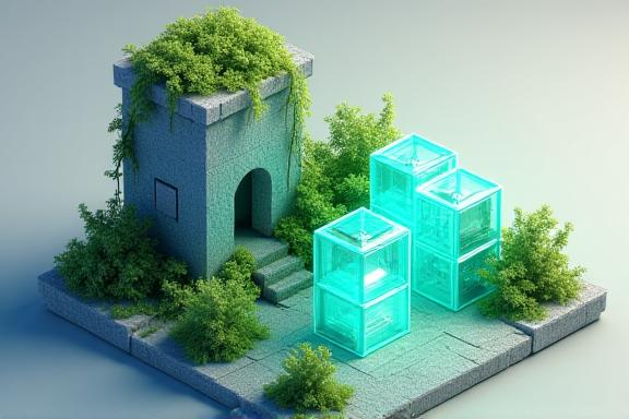 Diagram showing progressive software migration from legacy to modern microservices