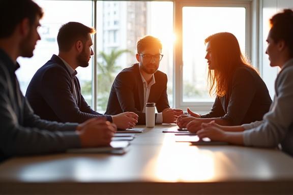Professional team consultation in a modern bright office
